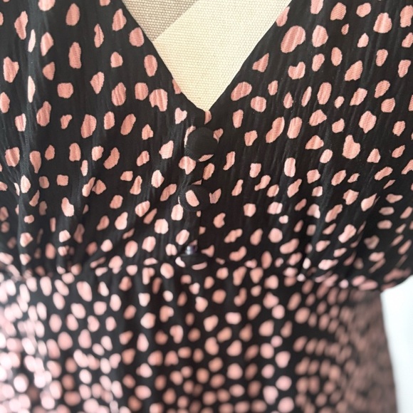 Womens Oasis Black Floral Print Dress Women’s Small – Puff Sleeve V-Neck A-Line - Picture 4 of 8